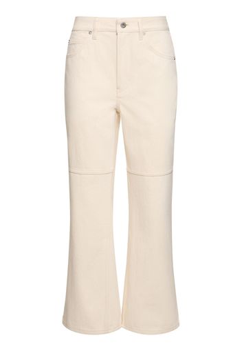 Cotton Denim Mid Rise Knee Line Jeans