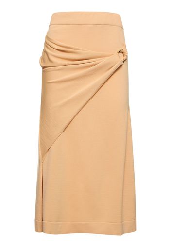 Wool Knit Draped Midi Skirt W/ Ring