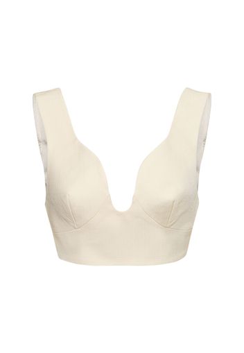 Viscose & Silk Curved Neck Crop Top