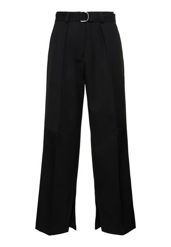 Belted Wool Wide Leg Pants