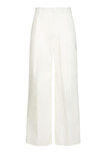 Wide Leg Cotton Gabardine Pants