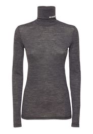 Logo Wool Blend Jersey Turtleneck Top