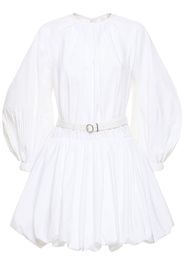 Pleated Cotton Poplin Mini Dress W/belt