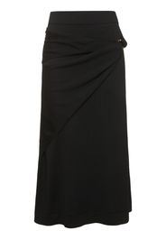 Wool Knit Draped Midi Skirt W/ Ring