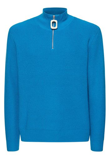 Henley Half-zip Wool Knit Sweater