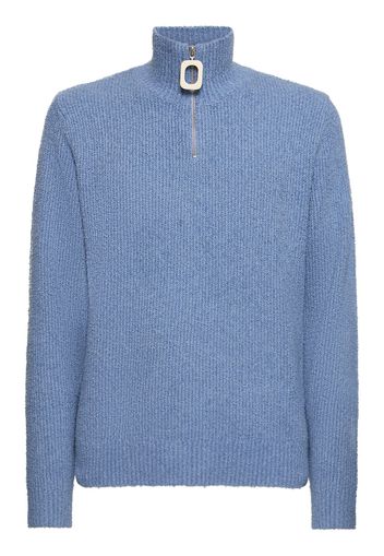 Henley Half-zip Cotton Knit Sweater