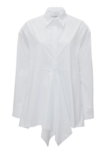 Cotton Poplin Peplum Drape Shirt