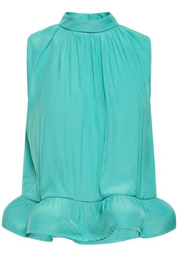 Sleeveless Ruffled Charmeuse Top