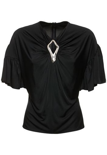 Embellished Draped Satin Top