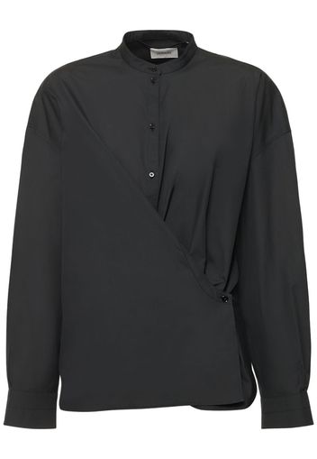 Officer Collar Twisted Cotton Shirt