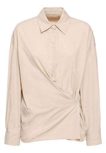 Straight Collar Cotton & Silk Shirt