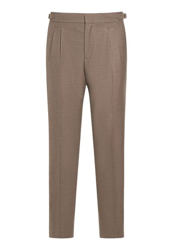 Wool Pleated Pants W/ Buckle Straps