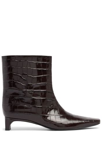 30mm Carla Embossed Leather Ankle Boots