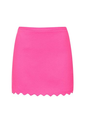 Wavy Trimmed Wool Mini Skirt