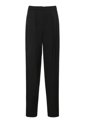 Wool Twill Straight High Waist Pants