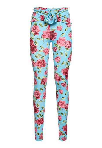 Jersey Printed Leggings W/rose