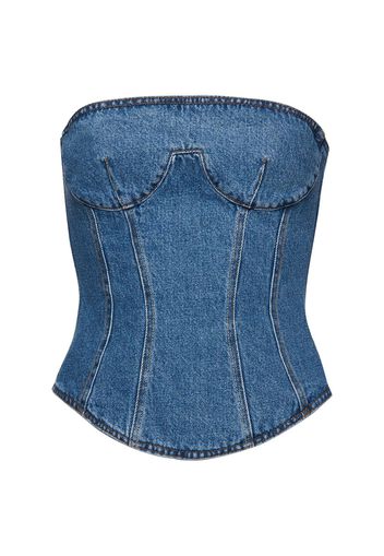 Strapless Cotton Denim Corset Top