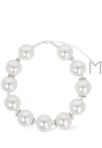 Faux Pearl & Crystal Collar Necklace