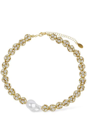 Faux Pearl & Crystal Collar Necklace