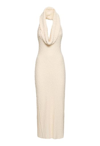 Cotton Blend Knit Dress W/ Plunge Neck