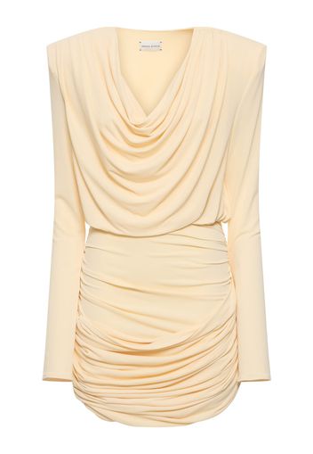 Jersey Draped Mini Dress W/ Plunge Neck