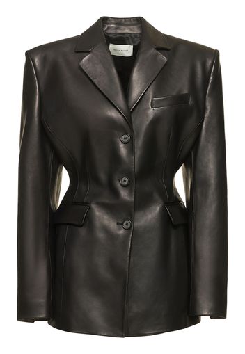 Leather Tie-back Blazer