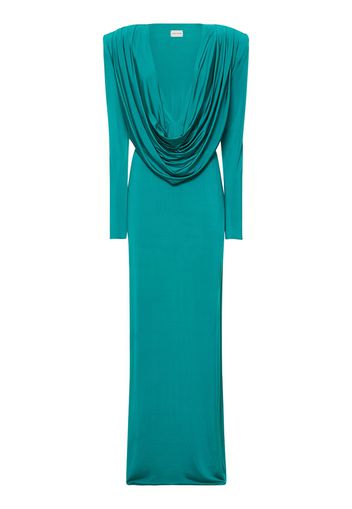 Draped Viscose Jersey Long Dress