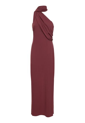 Draped Jersey Long Dress W/scarf