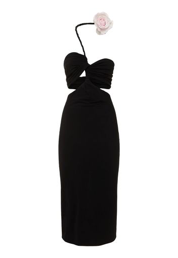 Jersey Draped Cutout Midi Dress