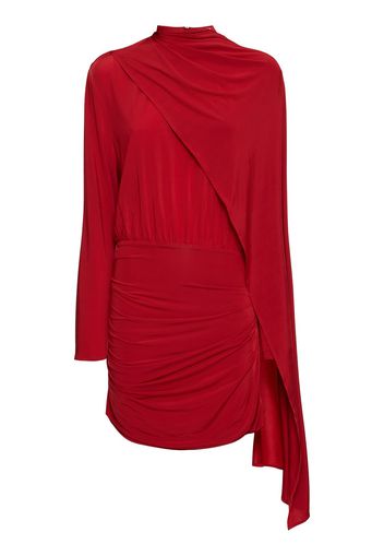 Asymmetric Draped Cape Jersey Mini Dress