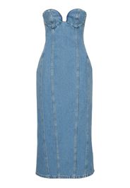 Cotton Denim Bustier Midi Dress