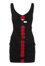 Ruched Jersey Mini Dress W/roses