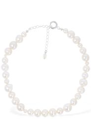 Silver And Pearl Collar Necklace