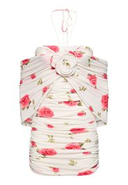 Rose Print Jersey Mini Dress