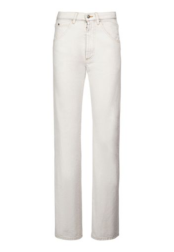 Bleached Cotton Denim Wide Jeans