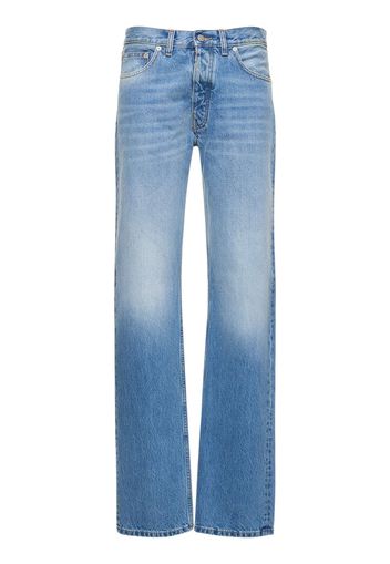 Mid Rise Denim Straight Jeans