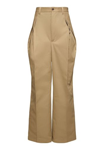 Pleated Cotton Blend Chino Pants