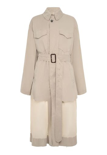 Belted Gabardine Long Trench Coat