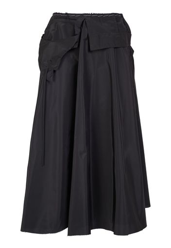 Draped Taffeta Midi Skirt