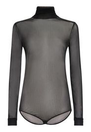 Sheer Viscose Jersey T-neck Bodysuit