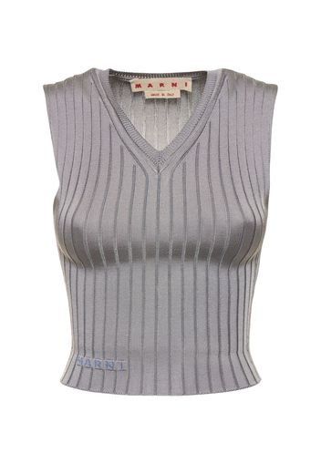 Ribbed Knit Sleeveless Vest