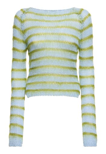 Striped Cotton Knit L/s Crop Sweater