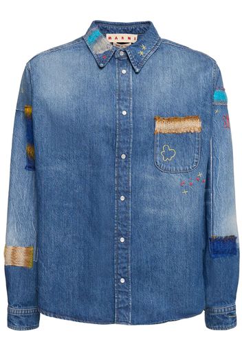 Cotton Denim Shirt W/mohair