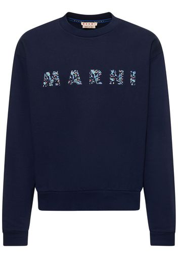 Floral Logo Print Cotton Sweatshirt