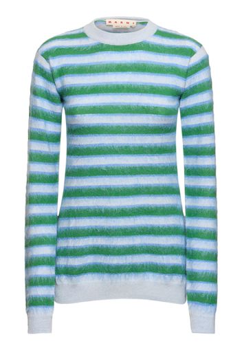 Striped Wool Blend Crewneck Sweater