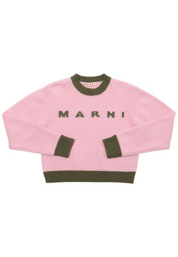 Wool Blend Knit Logo Sweater