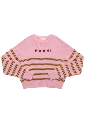 Striped Wool Blend Sweater W/logo