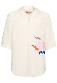 Embroidered Linen Boxy Shirt