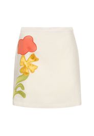 Embroidered Linen Blend Mini Skirt