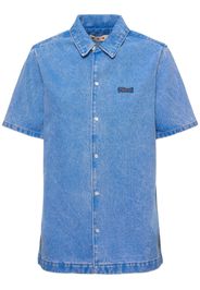 Bleached Denim Short Sleeve Shirt